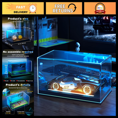 Lighted Display Case for 1/18 Scale Model Cars - Dust Proof, UV Protection, Acry