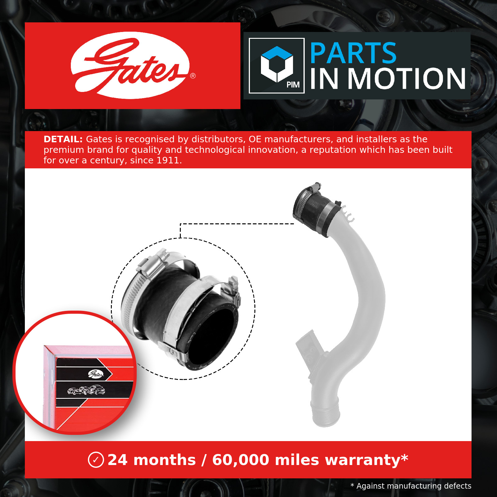 Air duct pipe AEM (Ethylene Acrylate Rubber) 09-0914 GATES for FORD FOCUS III - Image 3