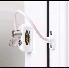 Jackloc Pro-5 Key-Locking Cable Window Restrictor – White  