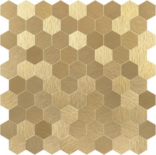 Hexagon Peel and Stick Metal Backsplash, 10-Sheet Peel and Stick Tiles Hexagon M