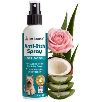 K9 Soothe Anti Itch Spray for Dogs w/ Aloe, Rose, & Coconut, Hot Spot Treatment