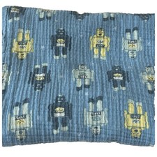 Aden  Anais Swaddle Blanket Baby Muslin Cotton Robots Blue Green Yellow Wrap