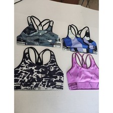 Under Armour Medium Youth Sports Bra Lot of 4 Activewear Strappy Camo Purple