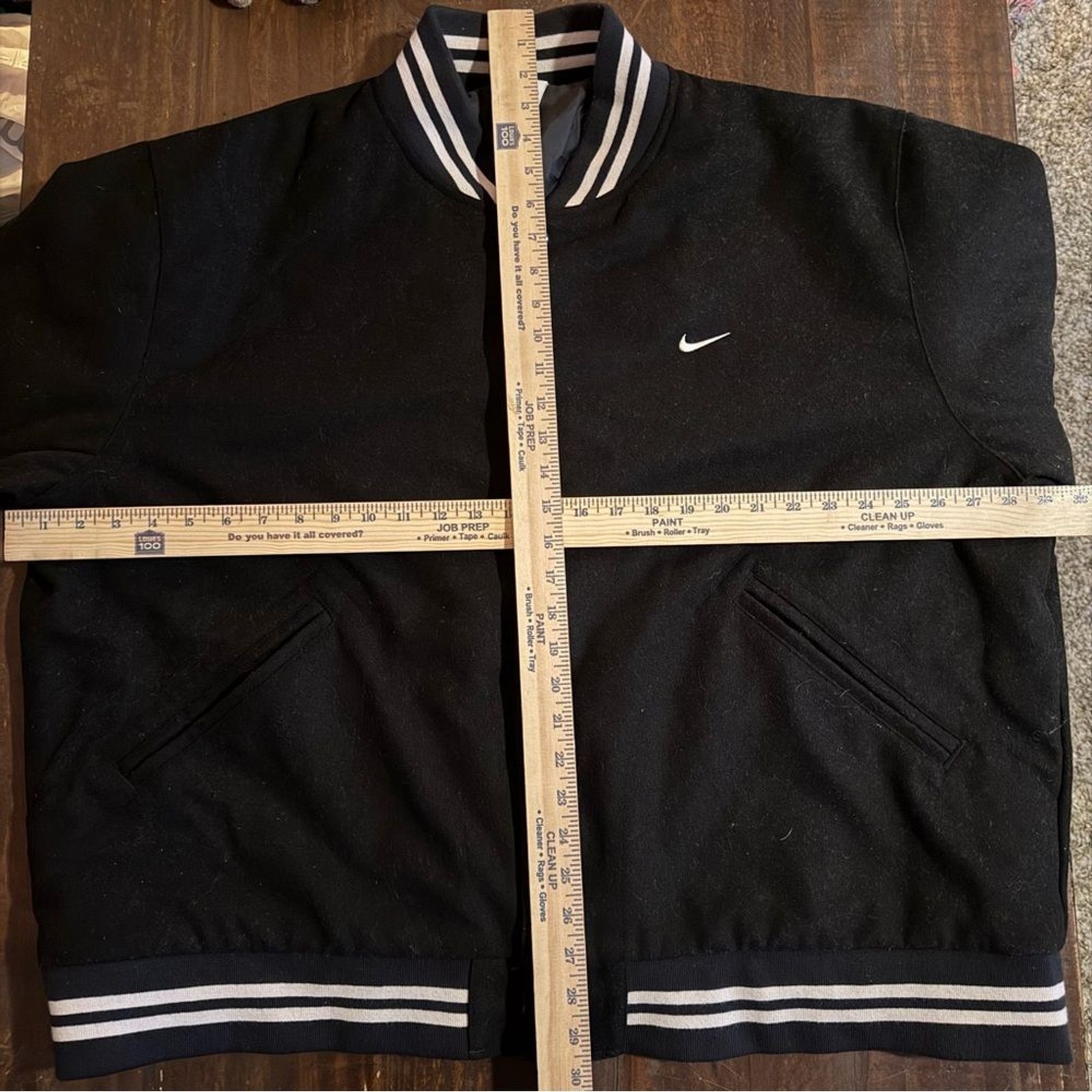 NIKE UniSex Authentics Black Wool Varsity Bomber Jacket - Size XXL image 8