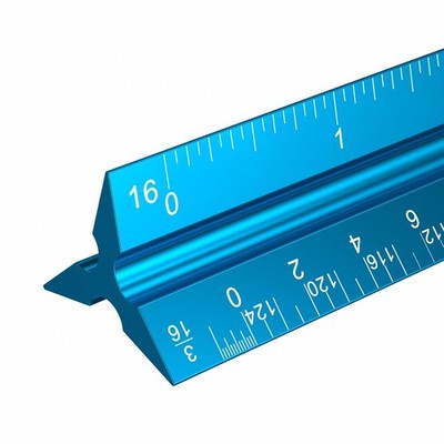 Rena Chris 12'' Architectural Scale Ruler Aluminum Metal Triangular Drafting