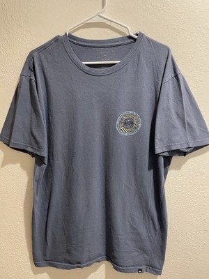 Quiksilver Slate Blue Swirl Wave Circular Back Graphic T-Shirt Men s XL Surf