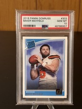 2018 Panini Donruss Baker Mayfield #303 Browns Rookie Card RC PSA 10 GEM MT. rookie card picture