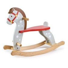 Toys - Rocking Horse - Sturdy Wooden Ride-On with Red Saddle and Harness - No...