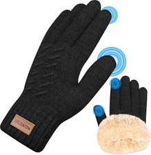 Winter Gloves for Women Men With Fleece Lining Knit Stretchy Touch Screen