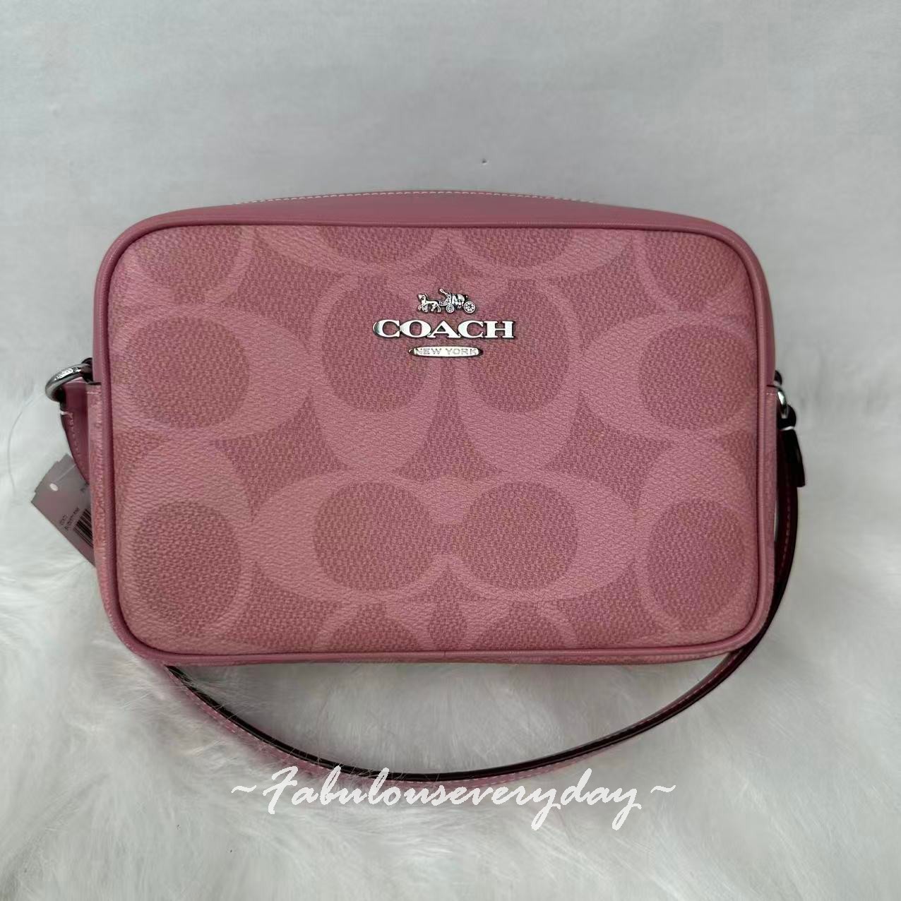 Coach Jamie Camera Bag Crossbody In Maxi Signature Canvas Dusty Pink CCK73 NWT
