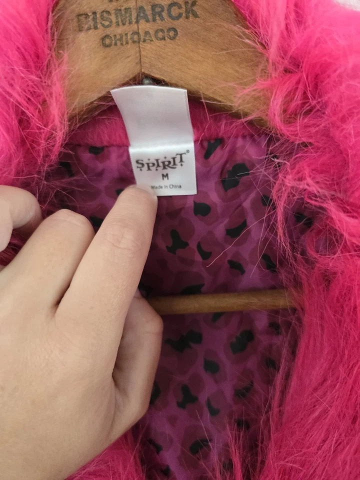 Spirit Halloween Bratz Faux Leather Black Pink Crop Jacket Flames Faux Fur Sz M - Image 3 of 4