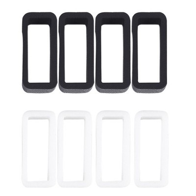 8Pcs Black Electroplate Silicone Watch Buckle Clasp Simple Classic Design