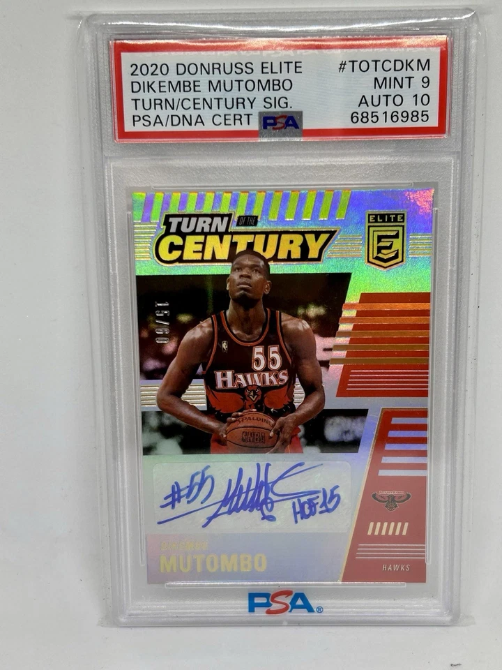 2020 NBA Donruss Elite Dikembe Mutombo Turn Of Century SP /50 AUTO PSA 9 Auto 10 - Image 2 of 4