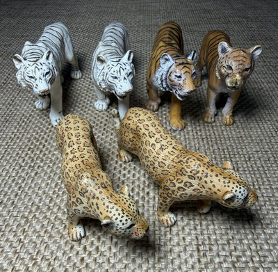 Schleich Am Limes Big Cat Figures Lot White Tiger Cheetah Wild Animals