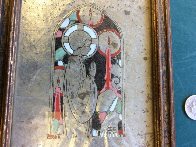 Vintage Signed Gaye Woodring Framed 4-1/2” X 6-1/4” Foil Art Choir Boy Vintage Signed Gaye Woodring Framed 4-1/2” X 6-1/4” Foil Art Choir Boy