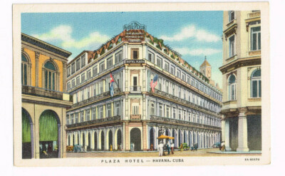  Havana, Cuba Plaza Hotel Architecture Price Tours Key West, Fla. Linen Postcard