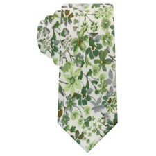 Ties for Men, Sage Green Floral Tie, 2.76" Skinny S: Green  Sage  Cream