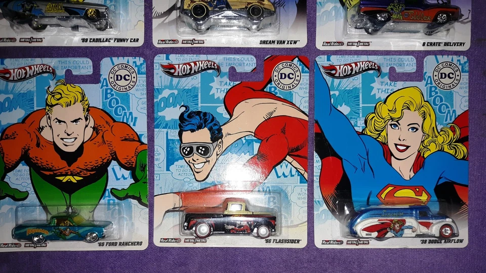 Hot Wheels DC Comics Pop Culture Nostalgia 2011 Set of 6 w/Real Riders NEW! - Image 3 of 3