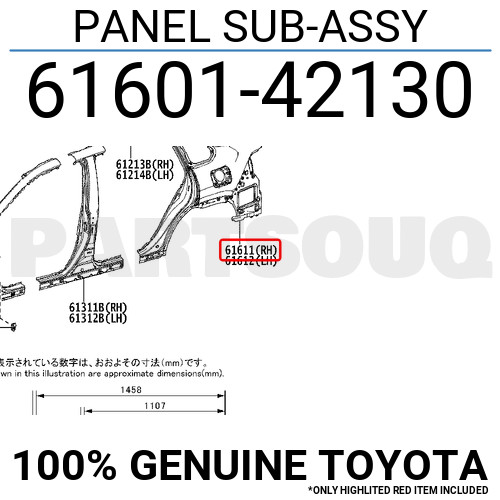 6160142130 Genuine Toyota PANEL SUB-ASSY 61601-42130 | eBay
