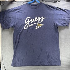 Vintage Guess U.S.A. T Shirt Connection Navy Blue Size L Large
