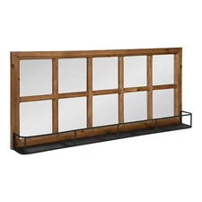 Kate and Laurel Jackson Casual Farmhouse Solid Wood 10 Windowpane Mirror with...