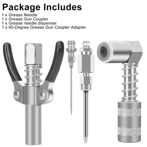 4pcs Grease Gun Fitting Tool Kit 90 Degree Coupler Adapter Needle Tips Dispenser - Picture 10 of 10