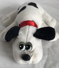 Vintage 1986 Tonka Pound Puppies Small Plush Black  White Spotted Red Collar