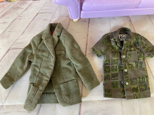 VINTAGE 1962 KEN Green Corduroy Jacket TM Tag & Dreamboat Shirt TM, Mattel
