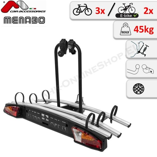 Menabo Merak Tilting Towbar Bike Rack Carrier for 3 bikes 7/13 pin Tilt