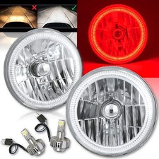 7" Rojo COB LED Halo Ojo de Ángel Faros 6K 6000K Bombillas LED Par de Faros