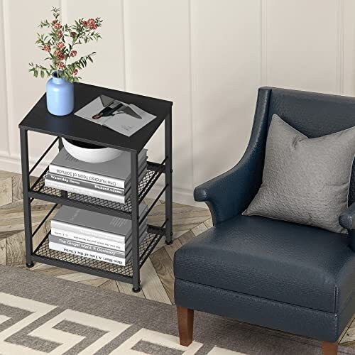 Small Side Table with Storage Nightstand for Bedroom Bedside Tables
