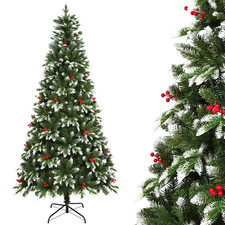 Slim Christmas Tree Pencil Green/Snowy Artificial Xmas Decoration 5FT 6FT 7.5FT