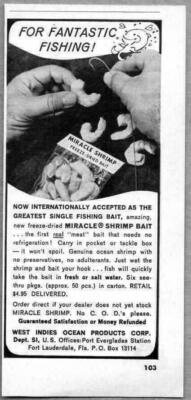 1964 Print Ad Miracle Shrimp Fishing Bait West Indies Product Fort Lauderdale,FL