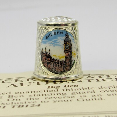 FINGERHUT ZUNFT, BIG BEN, VERSILBERTER EMAILLIERTER FINGERHUT MIT COA
