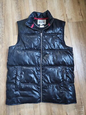 Converse One Star Puffer Vest Mens S Womens M Black Shiny Embroidered Logo 