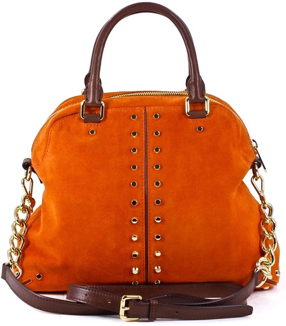 Michael Kors Orange Suede Handbag Purse, Retired Design eBay