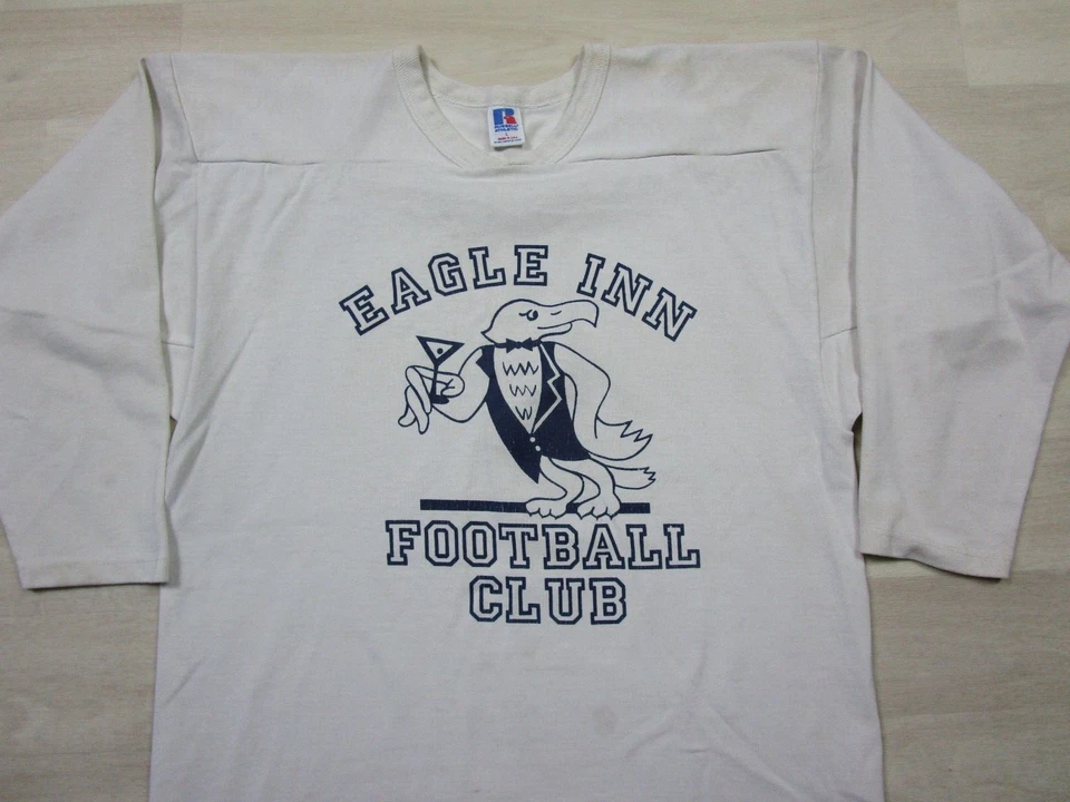 Vtg 80s Raglan Shirt (L) Russell Athletic Eagle Inn Football Club WV Wheeling - Image 3 of 4
