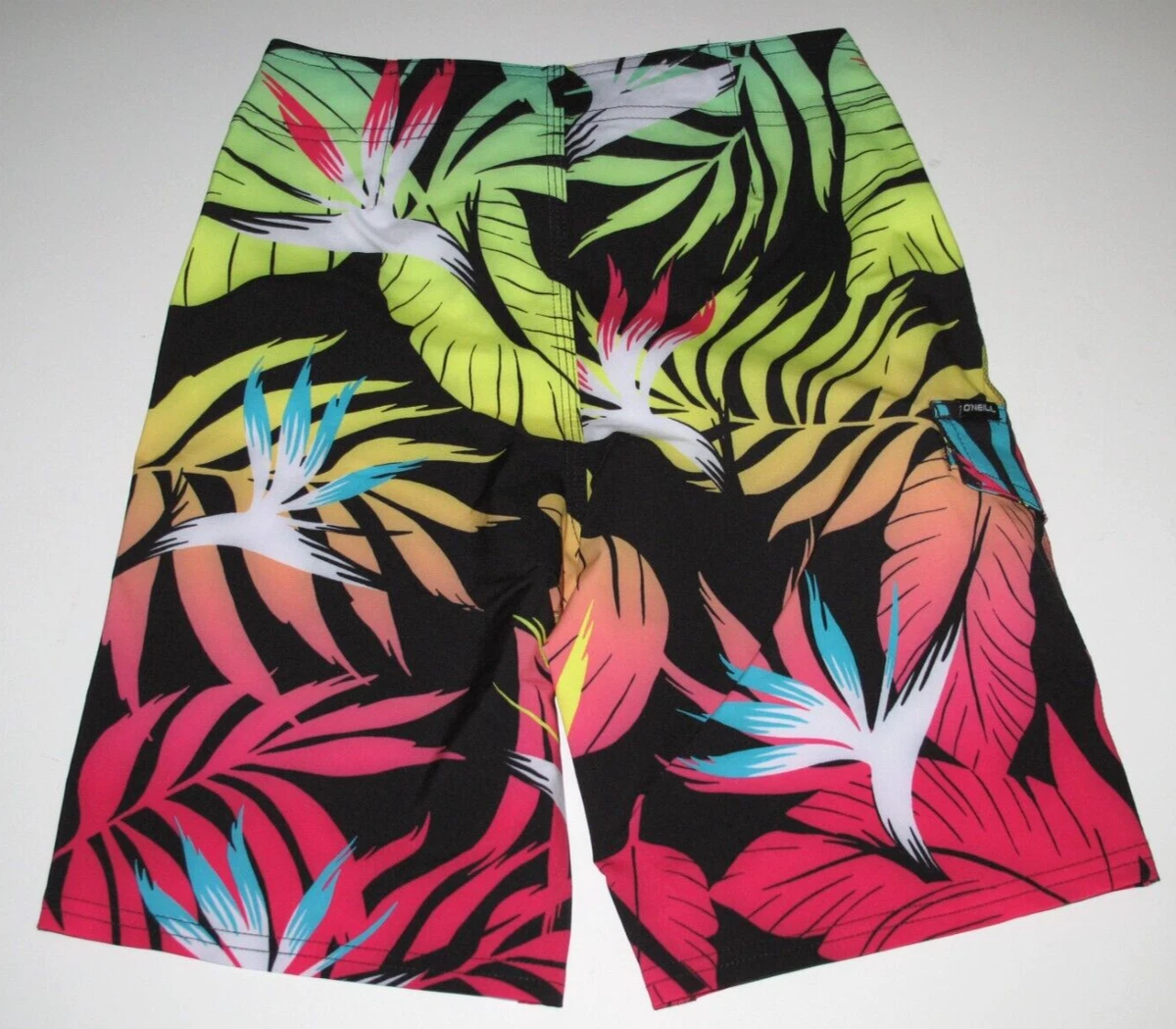 O Neill Big Boys 10 Slim 23 Board Shorts Tropix Hawaiian Tropical Bird Paradise