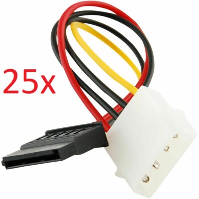 25x  IDE/Molex 4-Pin Male To Serial ATA SATA 15-Pin Female Power Adapter Cable