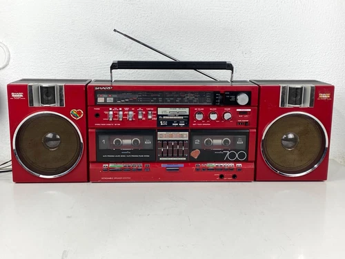 RED Sharp GF-700ZR BoomBox Portable Radio Cassette Ghettoblaster RARE