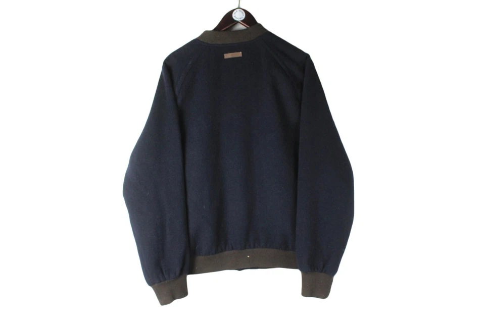 authentic CHEVIGNON Bomber Jacket Size L navy blue wool - Image 2 of 4