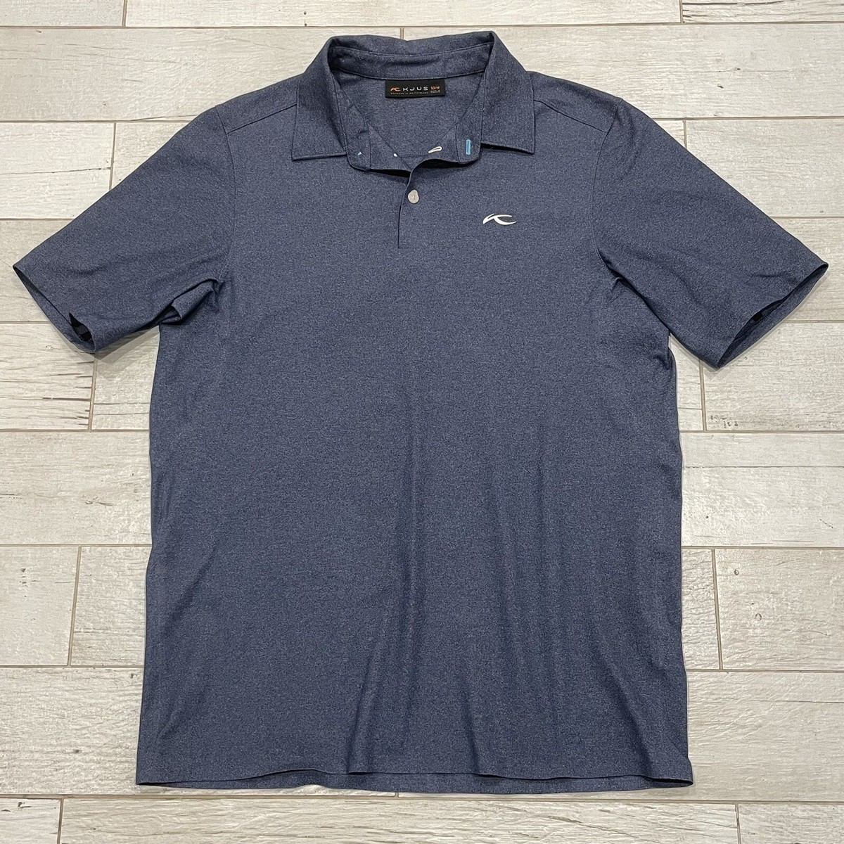 KJUS Polo Shirt Men's 50 Medium Blue Stowe CL Short Sleeve