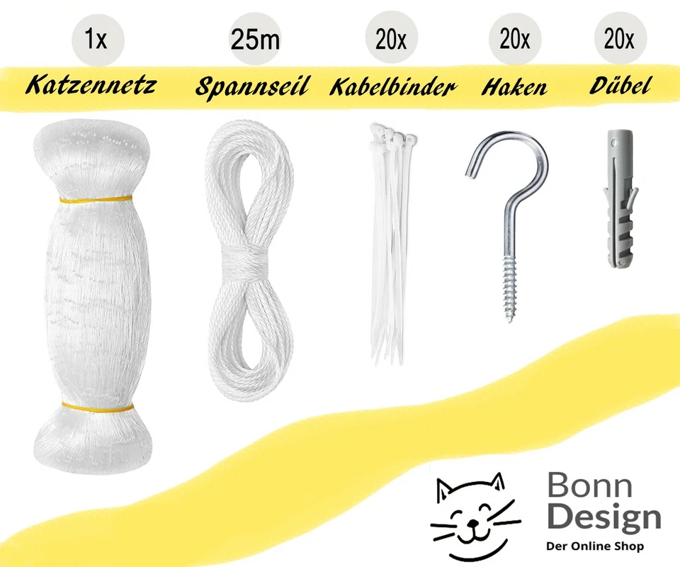 3x4m 3x8m Katzennetz Balkonschutznetz Katzenschutznetz Balkonschutz OHNE Bohren  - Bild 2 von 4