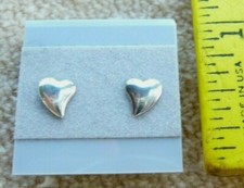Sterling silver curved heart shaped stud earrings