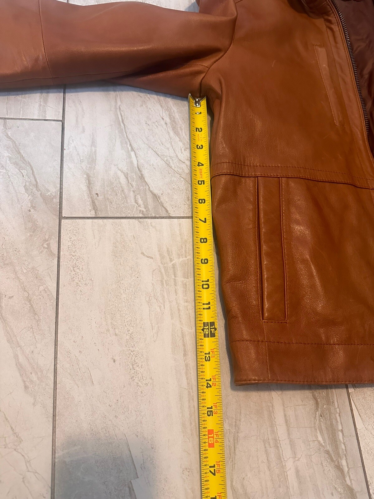 Michael Kors Mens Leather Jacket Sz Medium Brown Cognac Zipper Moto 121545