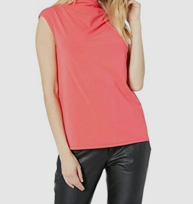 $125 Trina Turk Women's Pink Matter Sleeveless High Neck Gaze Top Size X-Small