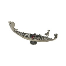 Espositore barca gondola argento 800 vintage firmato miniatura Venezia Italia arte