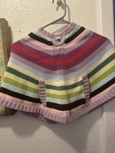 Baby Gap Toddler Girl’s Knitted Cotton Rainbow Poncho Size 4