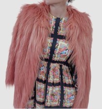 $1300 Alabama Muse Italy Women's Pink Faux-fur Nina Coat Jacket Size 42