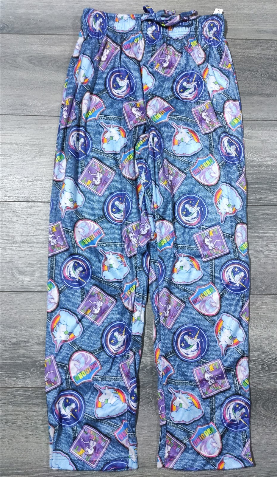 Pijama Unicornio Hombre Mujer Pequeño 28-30 Falso Denim Parches Salón Pantalón Pijamas Regalo